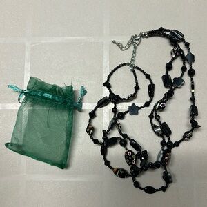 New Three strand bead and stone necklace